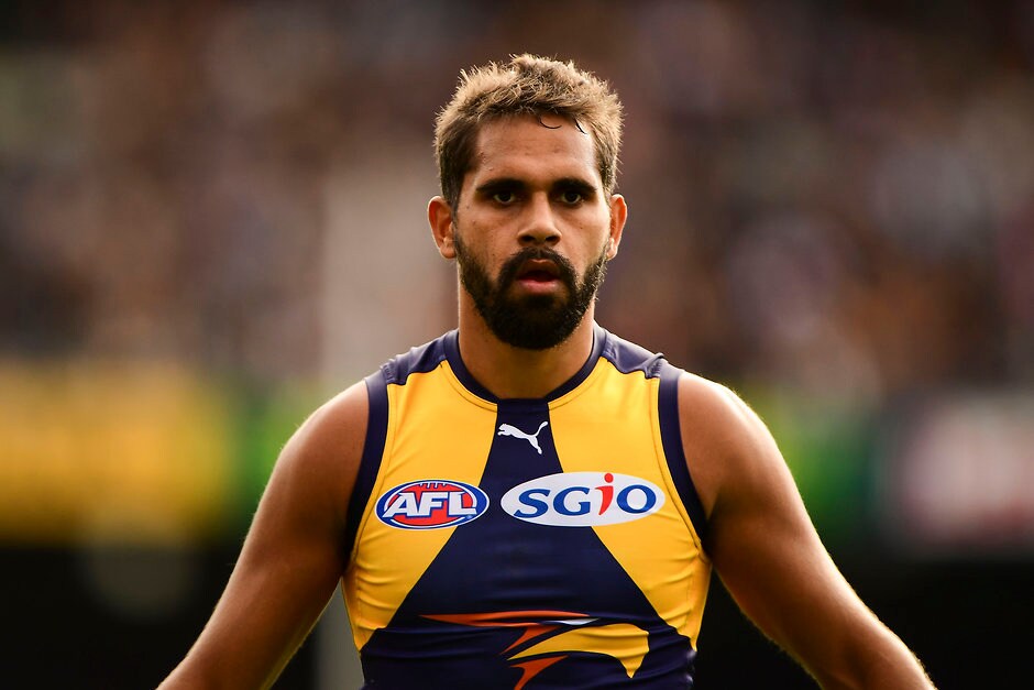 AFL 2016 Rd 06 - West Coast v Collingwood PERTH, AUSTRALIA - MAY 1: Lewis Jetta of the Eagles stands the mark during the 2016 AFL Round 06 match between the West Coast Eagles and the Collingwood Magpies at Domain Stadium, Perth on May 1, 2016. (Photo by Daniel Carson/AFL Media)
